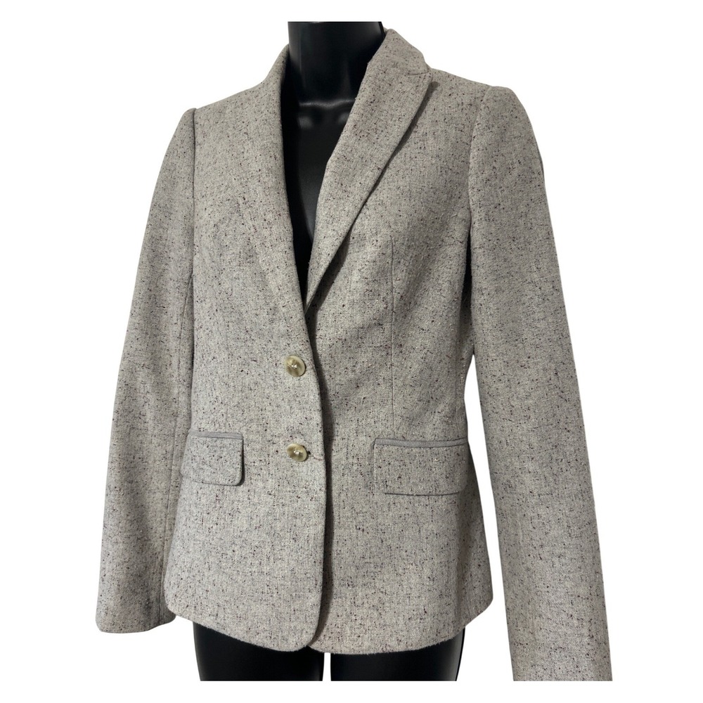The Limited Tweed Blazer Jacket Women's X Small Gray Elbow Patch Office